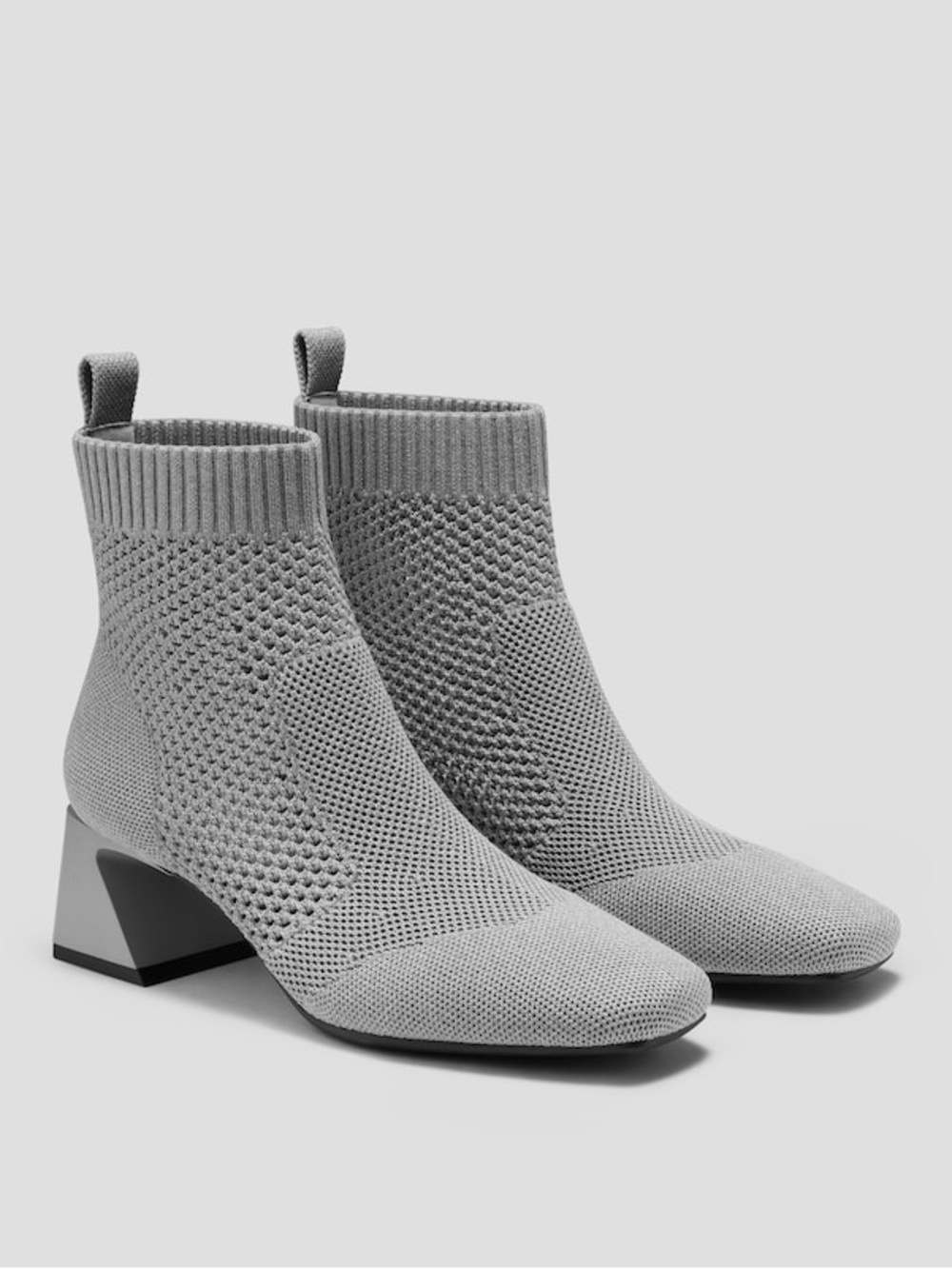 VIVAIA Melissa Perforated Knit Ankle Boot Square Toe Block Heel Gray 39.5 - Picture 7 of 10